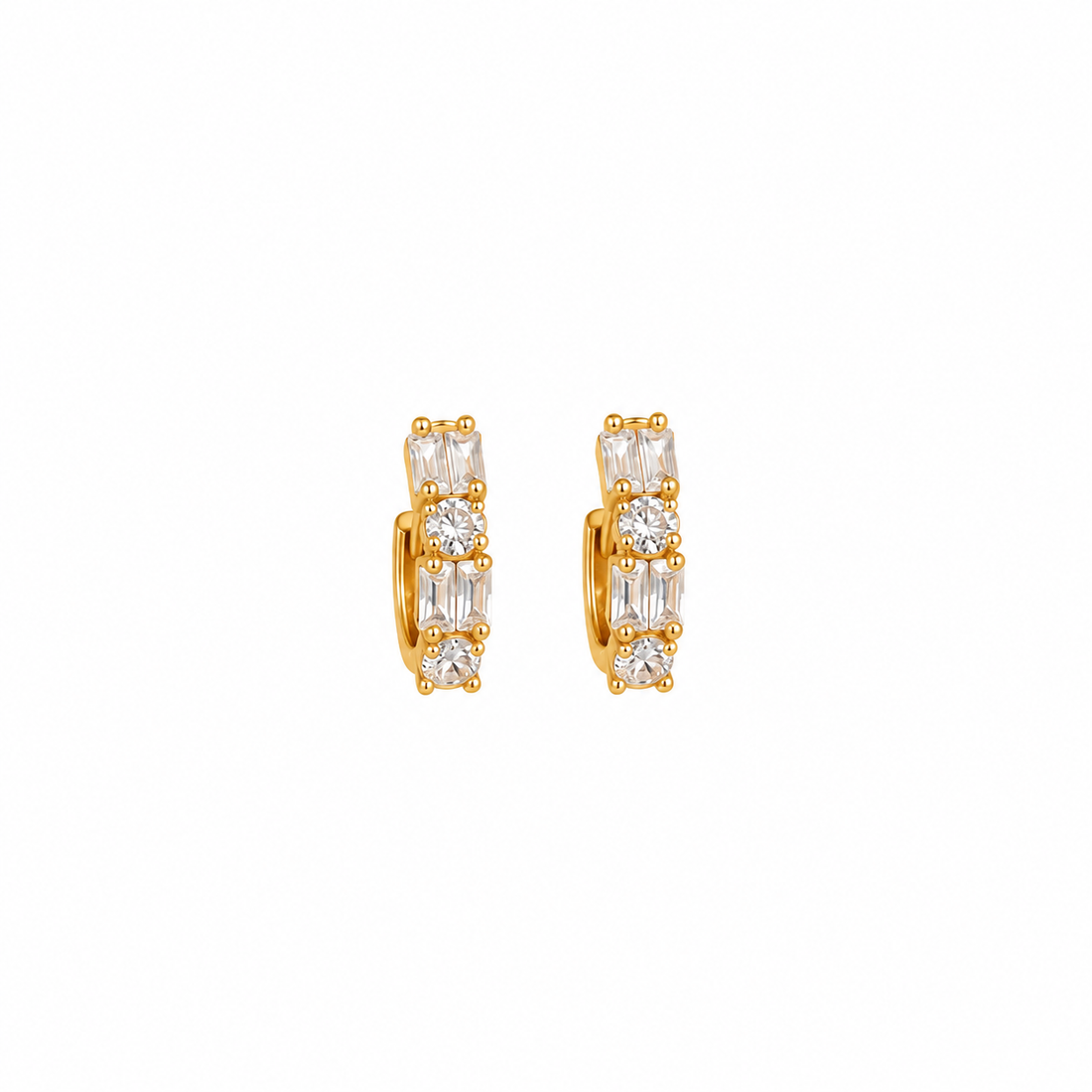 Baguette Crystal Oval Gold Drop Earring