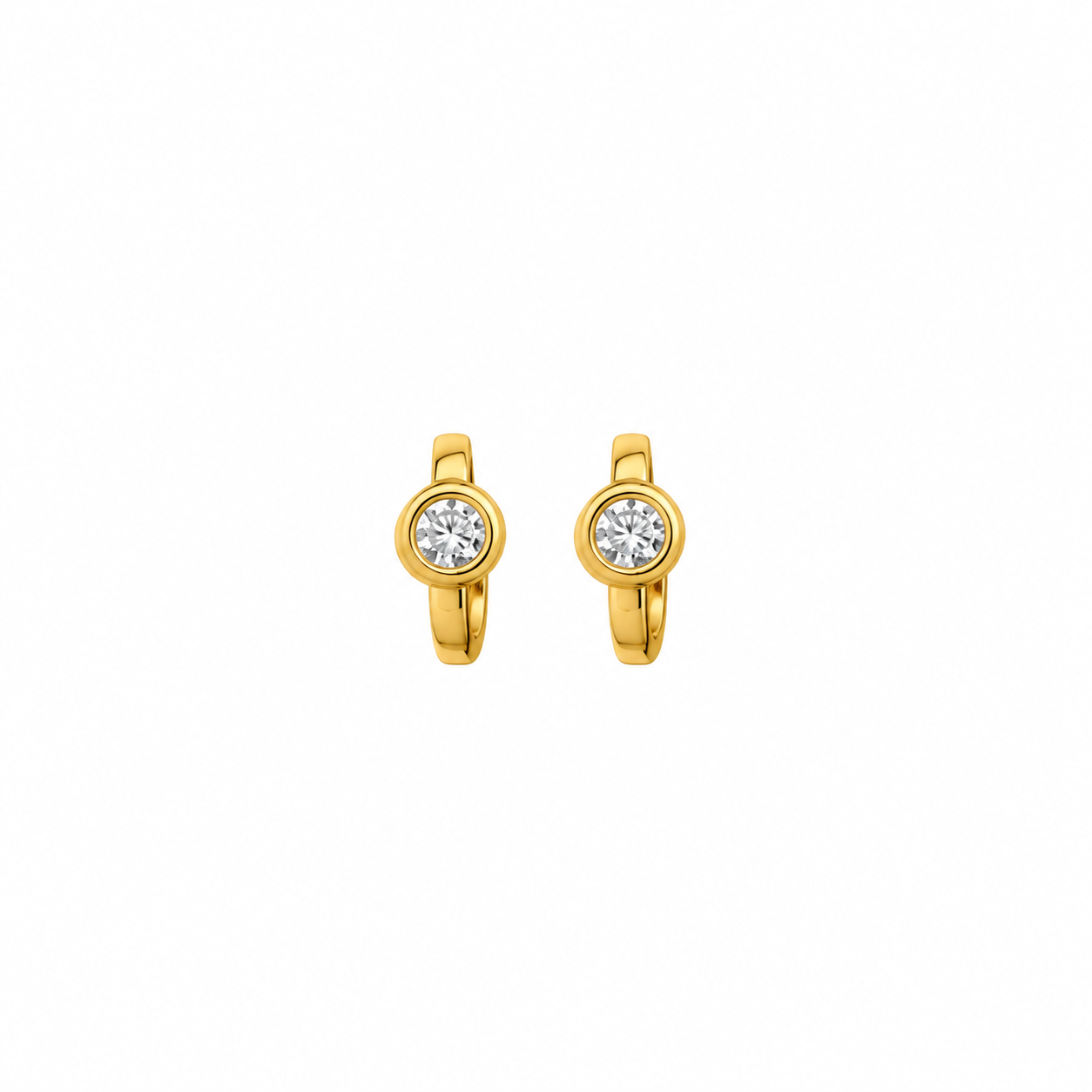 Solitaire Crystal Gold Huggie Hoop Earring