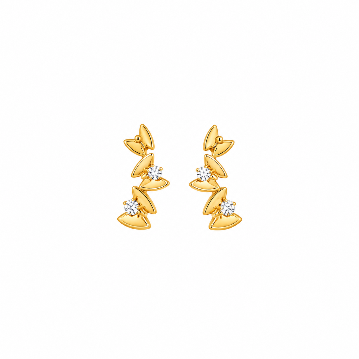 Crystal Butterfly Vine Gold Drop Earring