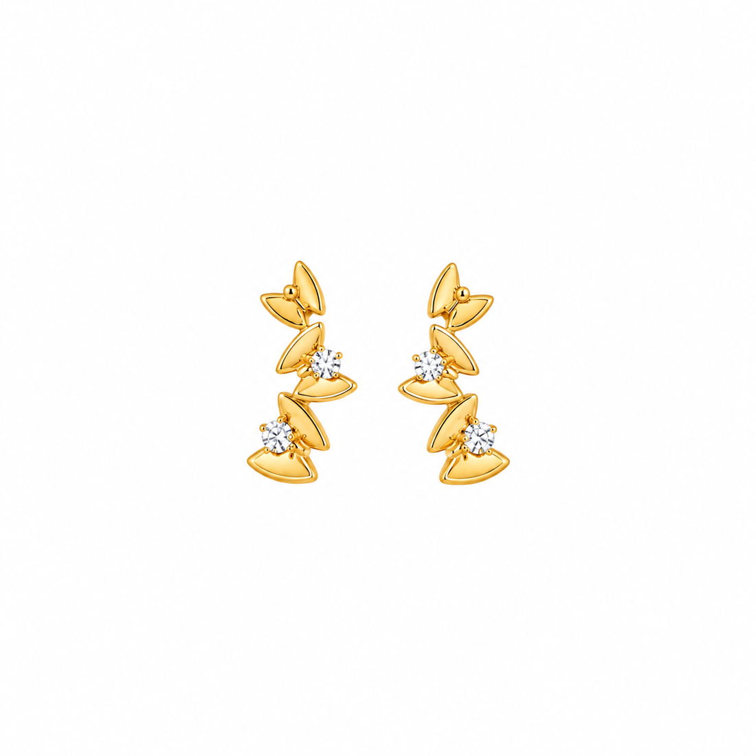 Crystal Butterfly Vine Gold Drop Earring