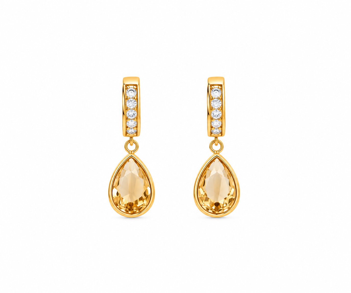 Champagne Teardrop Crystal Hoop Earring