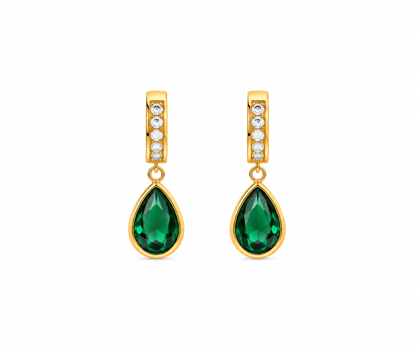 Emerald Teardrop Crystal Hoop Earring