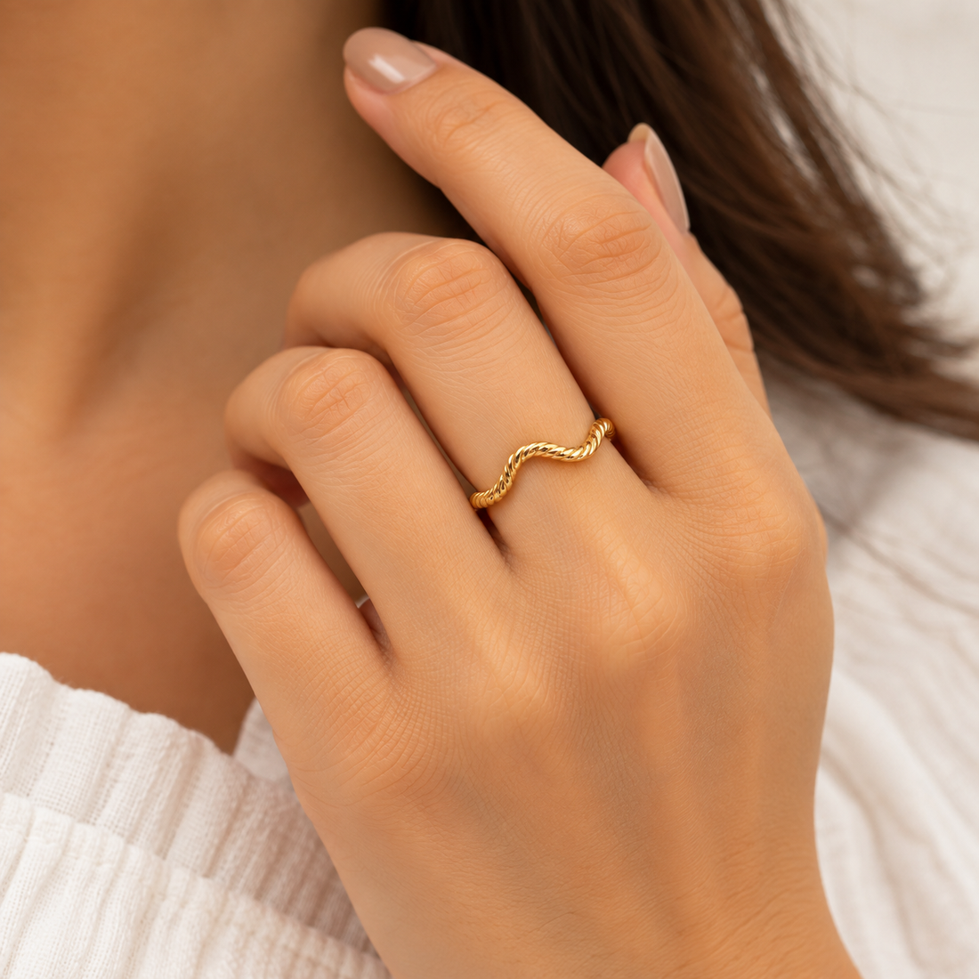Wave Twisted Gold Ring