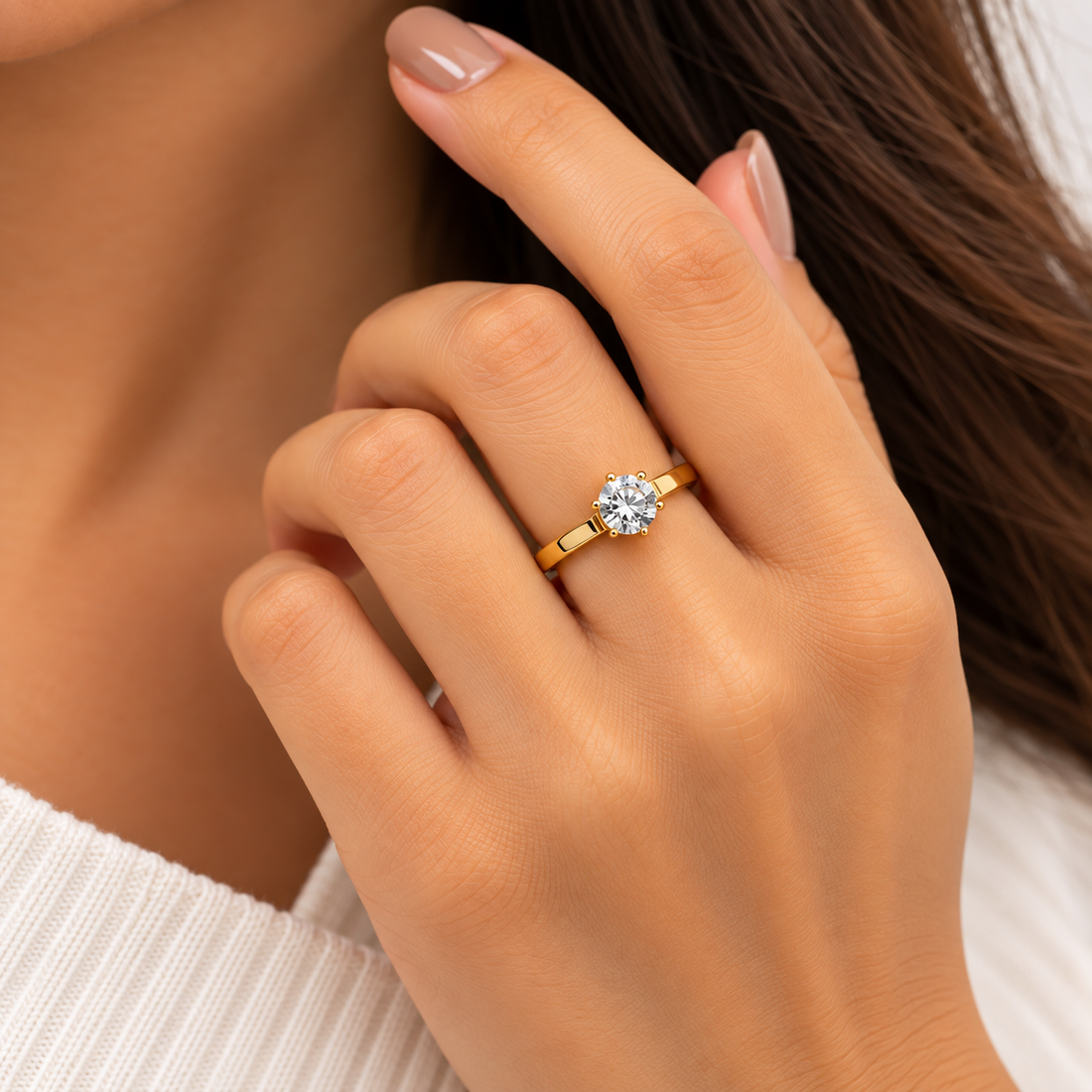 Classic Round Solitaire Gold Ring