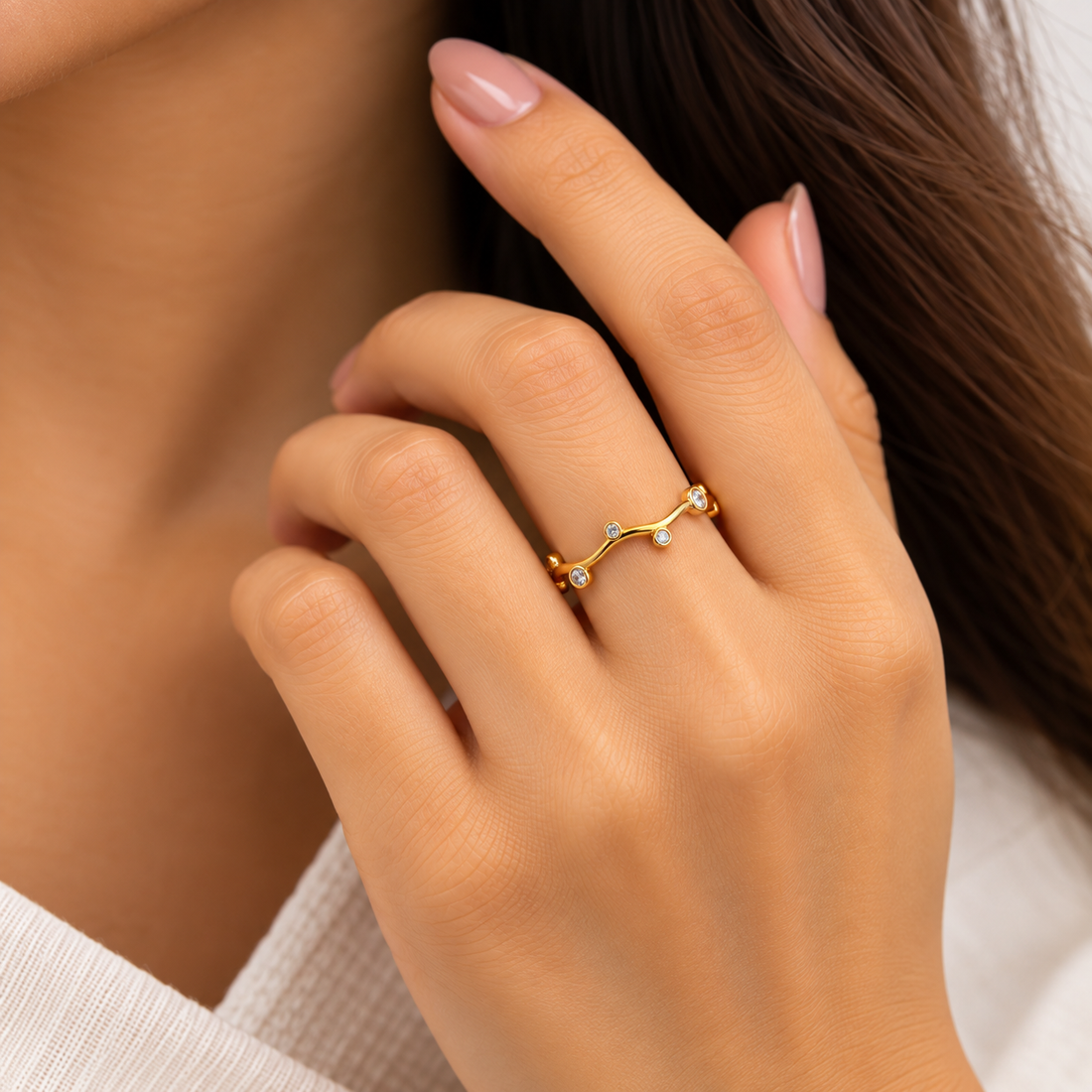 Crystal Bar Wrap Gold Ring