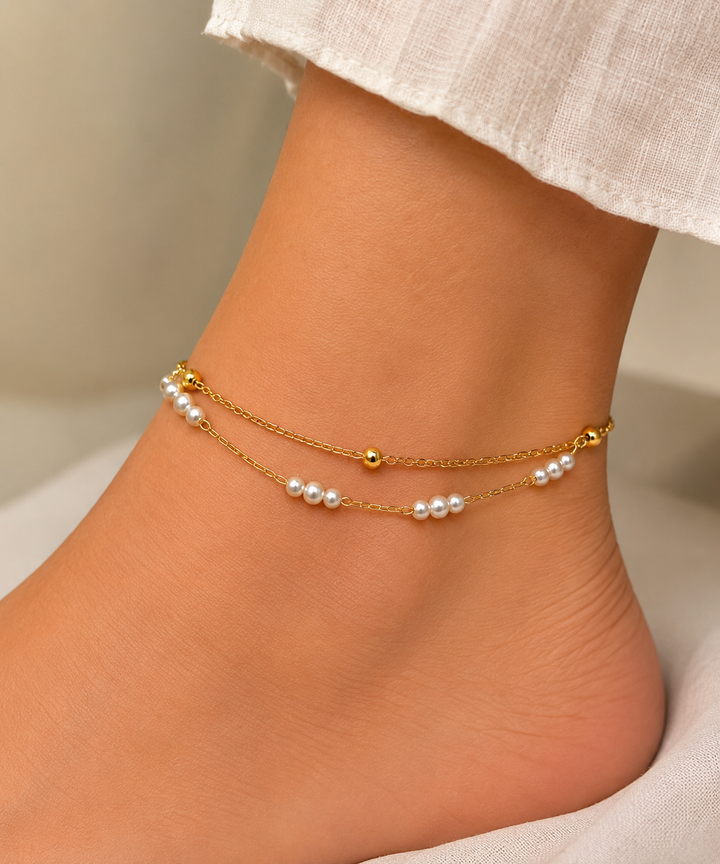 Pearl Detailing Double Layer Anklet