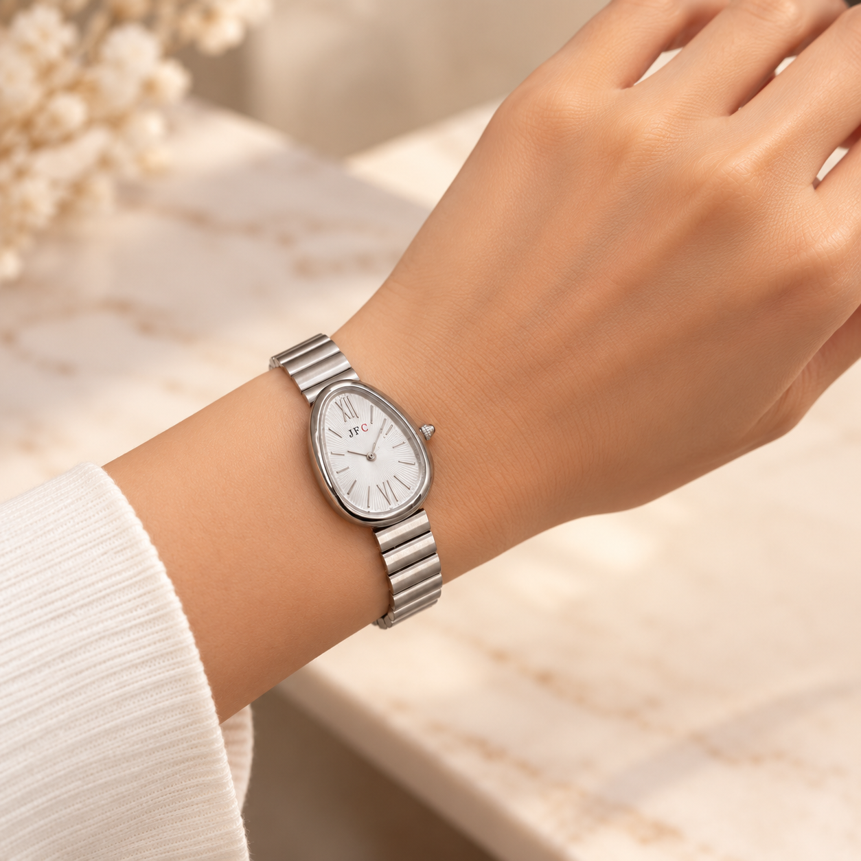 White Dial Teadrop Silver Watch