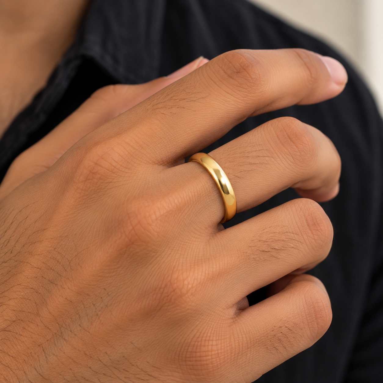 Classic Gold Dome Band Men's Ring