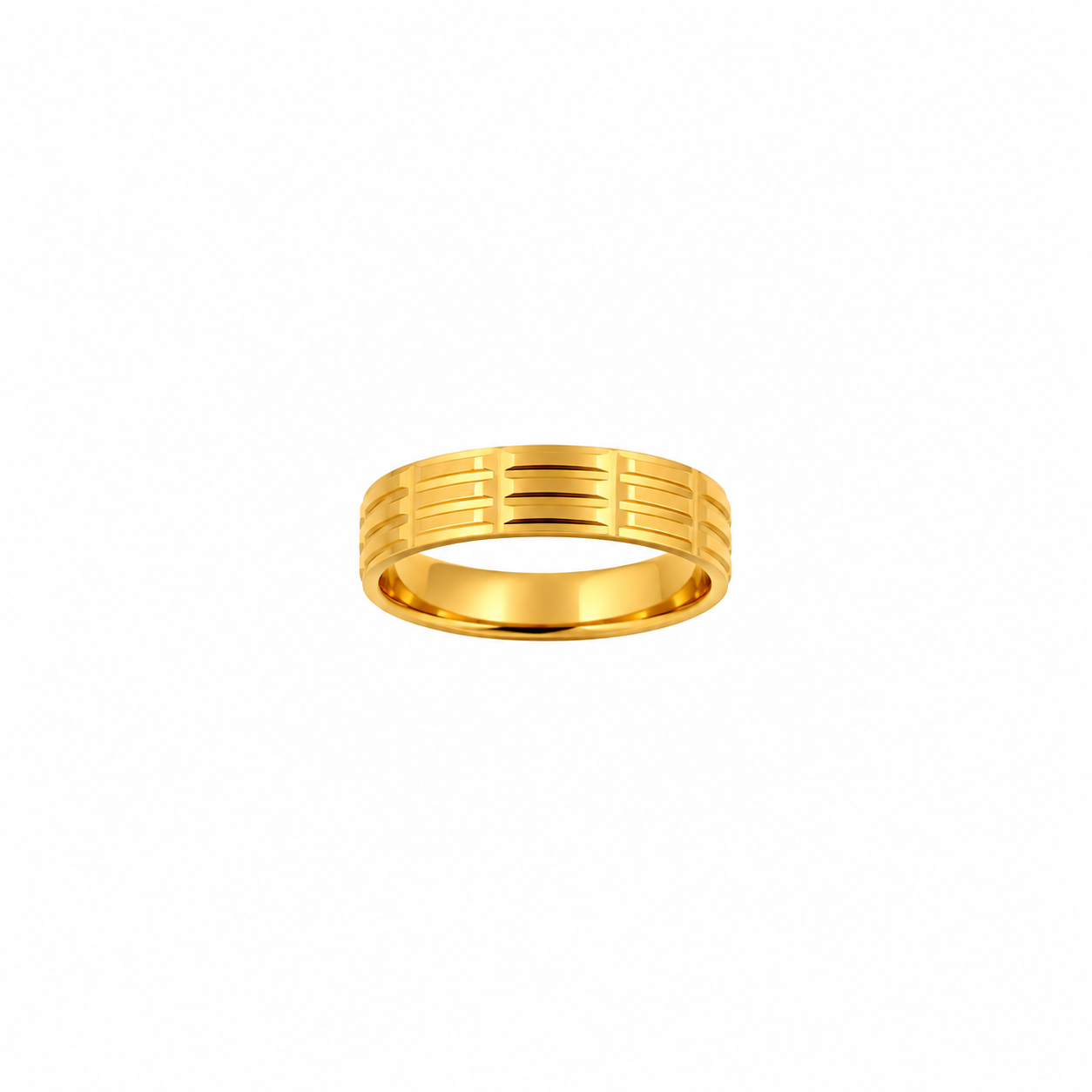 Geometric Groove Gold Men’s Ring