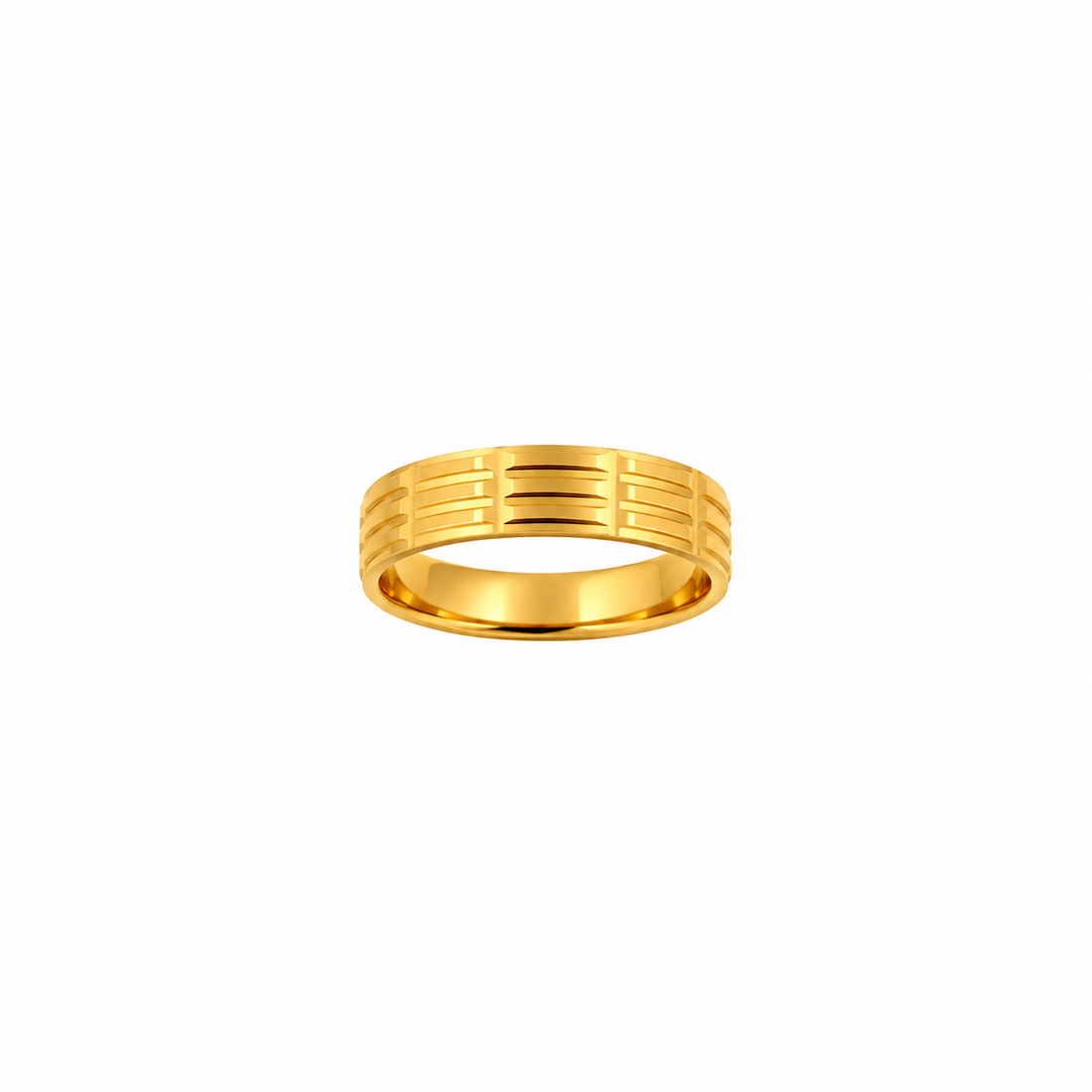 Geometric Groove Gold Men’s Ring