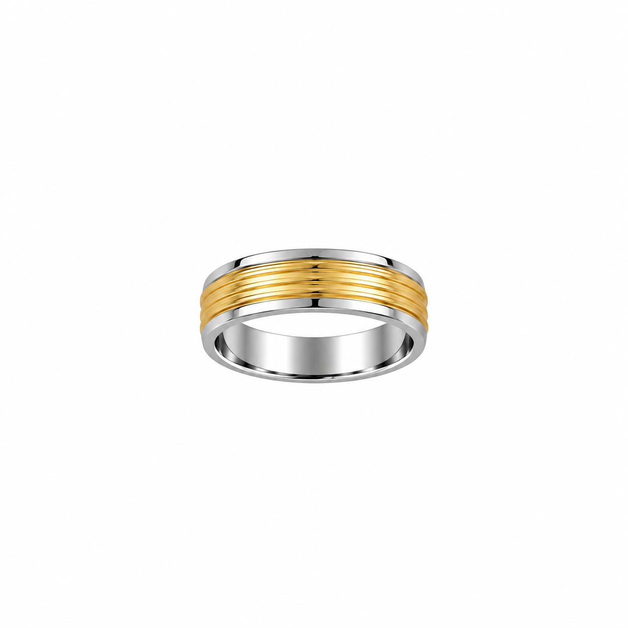 Two-Tone Ridged Men’s Band Ring