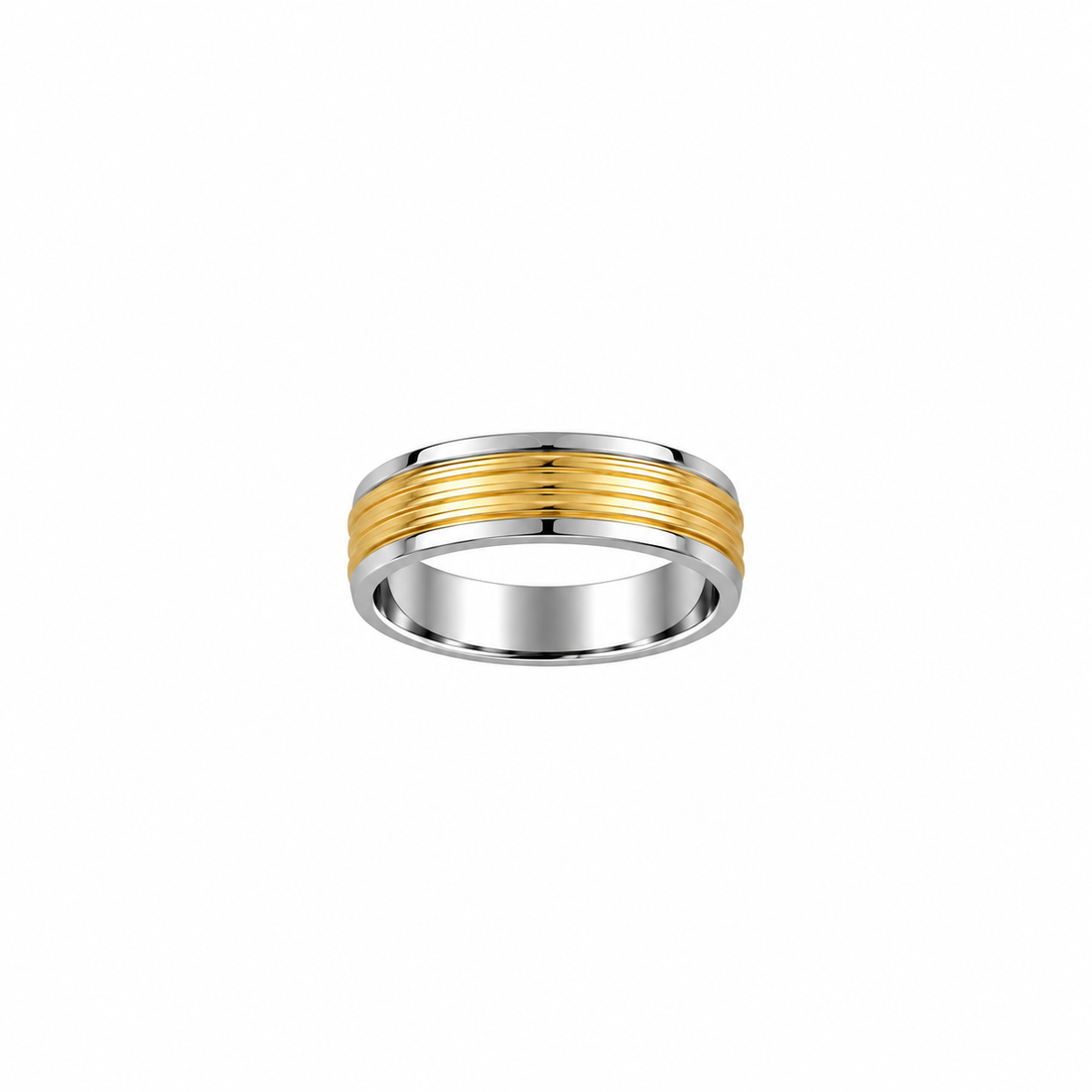 Two-Tone Ridged Men’s Band Ring