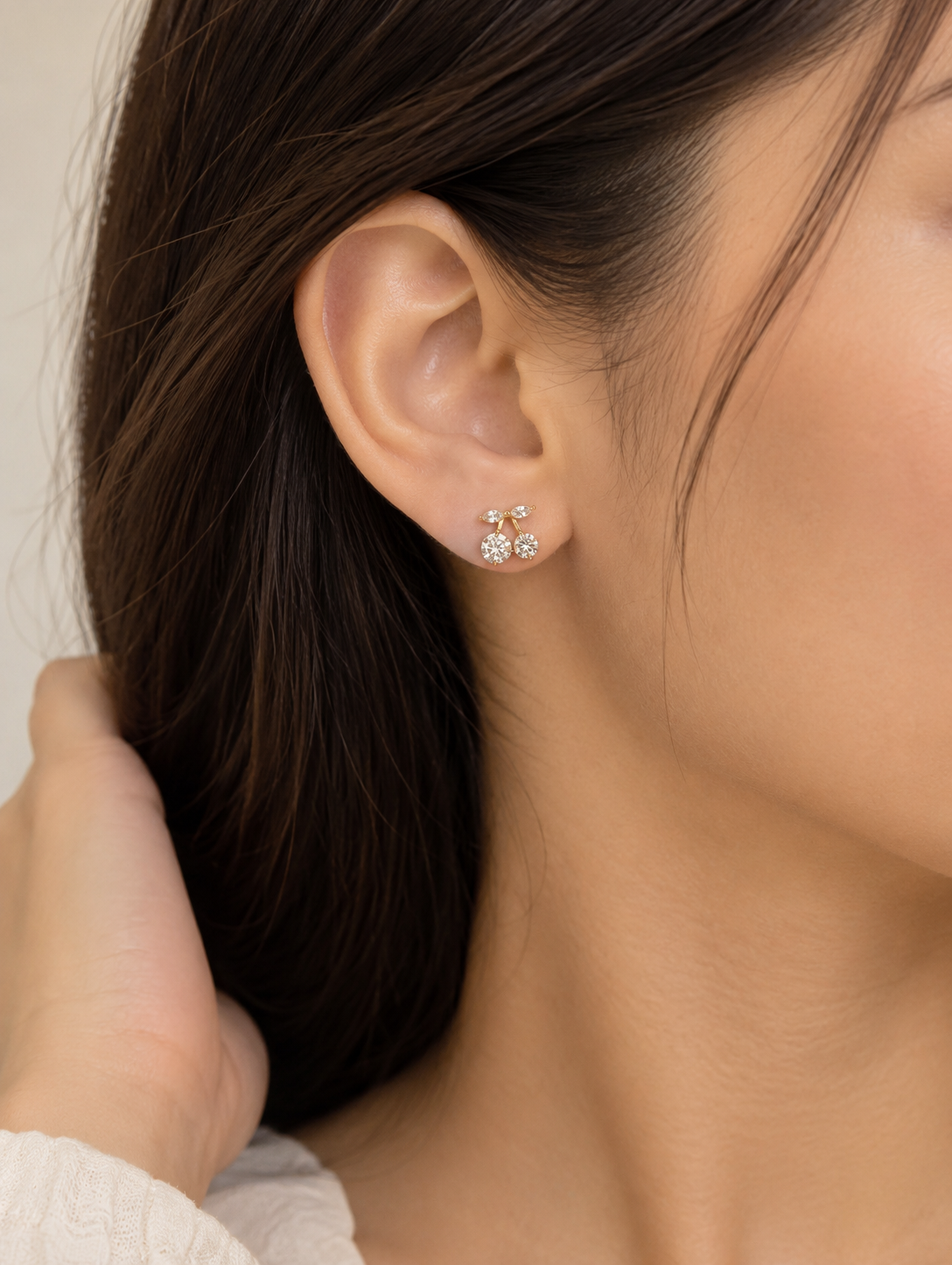 Sparkling Cherry Stud Earring