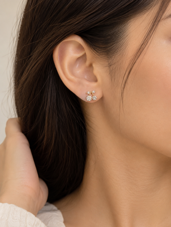 Sparkling Cherry Stud Earring