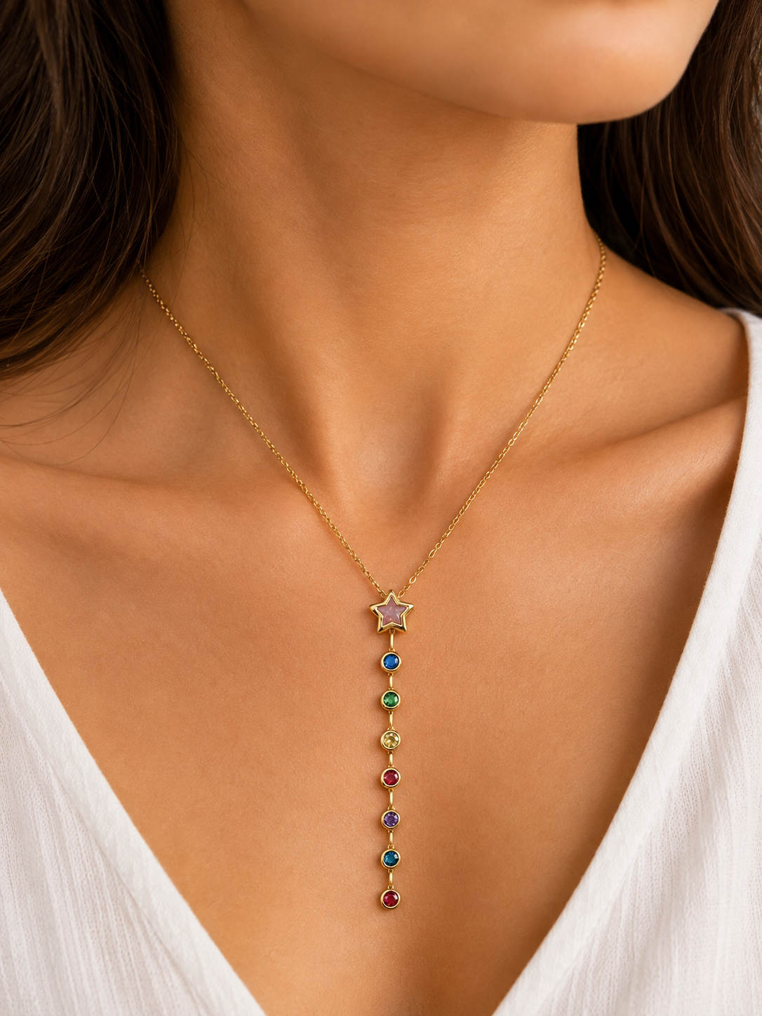 Multicolour Star Lariat Necklace