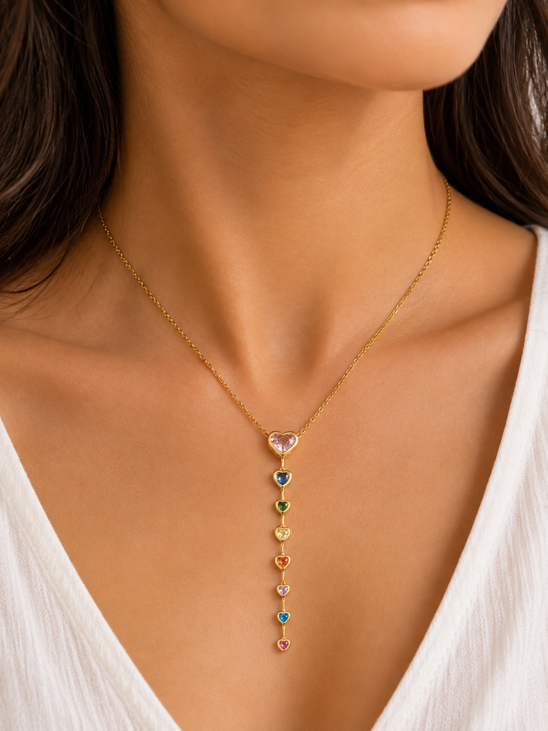 Rainbow Heart Pendant Necklace