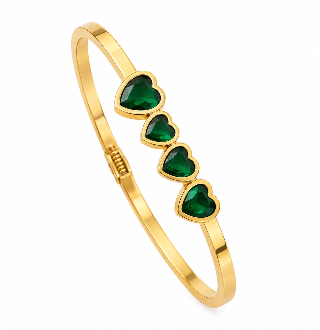 Emerald Heart Gold Bangle