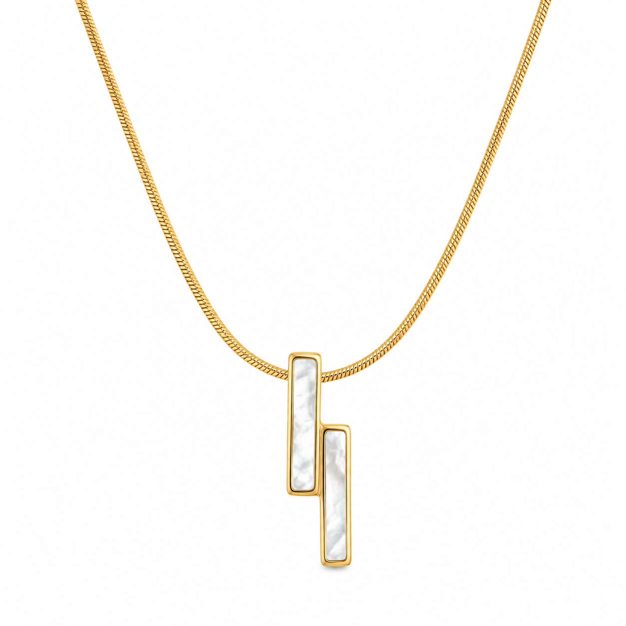 Minimalist Gold Mother-of-Pearl Pendant Necklace
