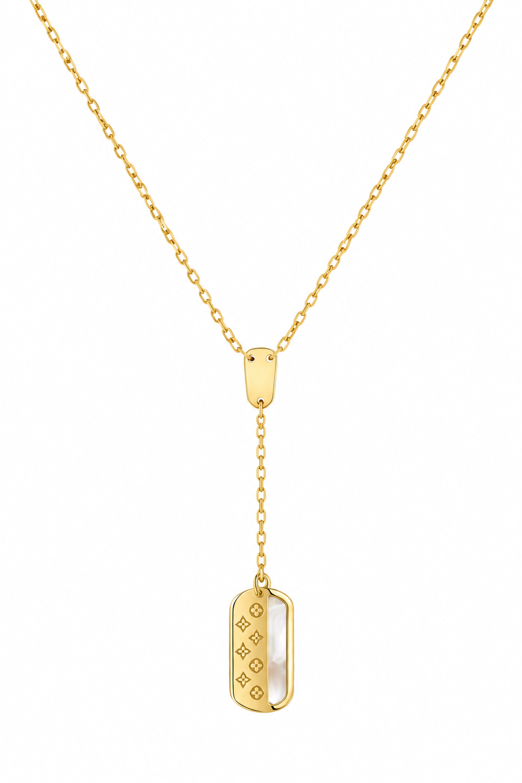 Gold Mother-of-Pearl lariat Necklace