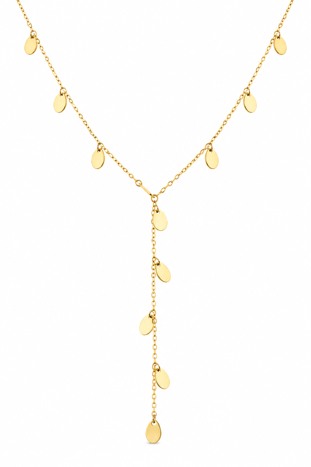 Polished Gold Y-Lariat Necklace