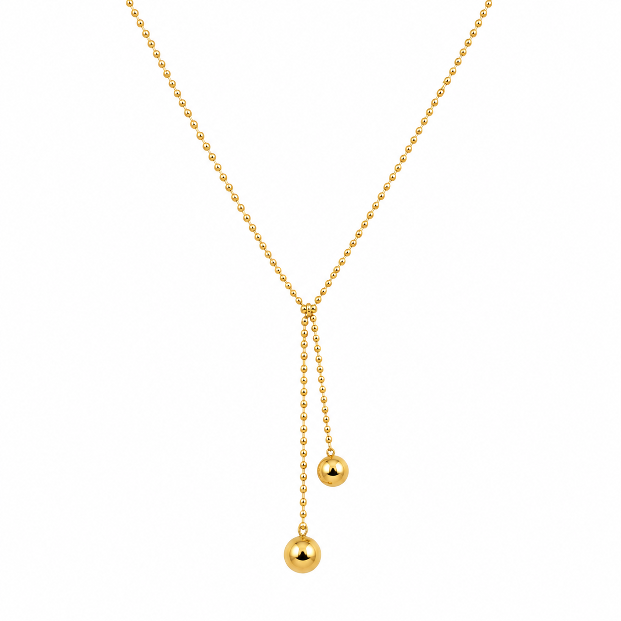 Minimal Gold Ball-Chain Y Necklace