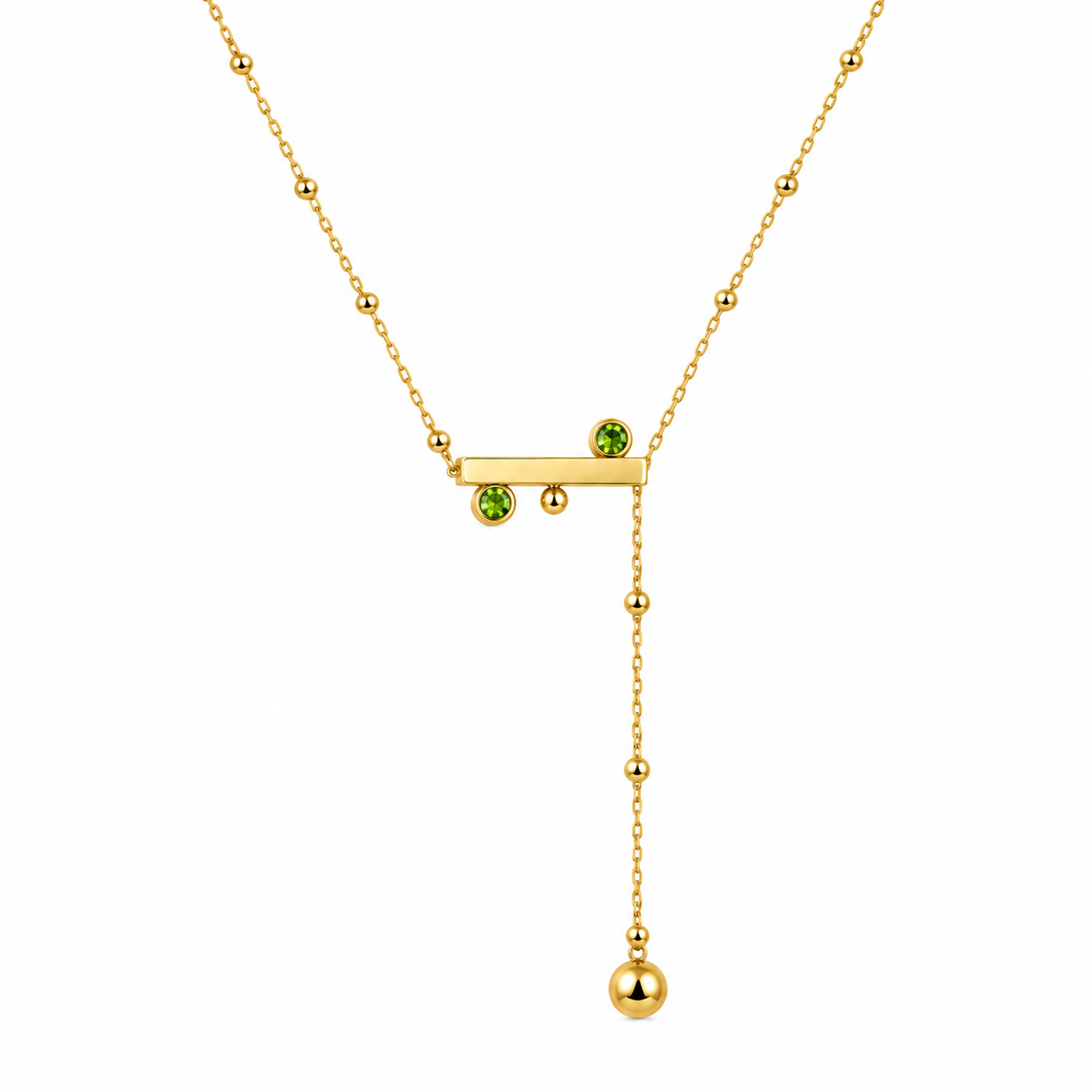 Minimalist Gold and Green Gemstone Necklace