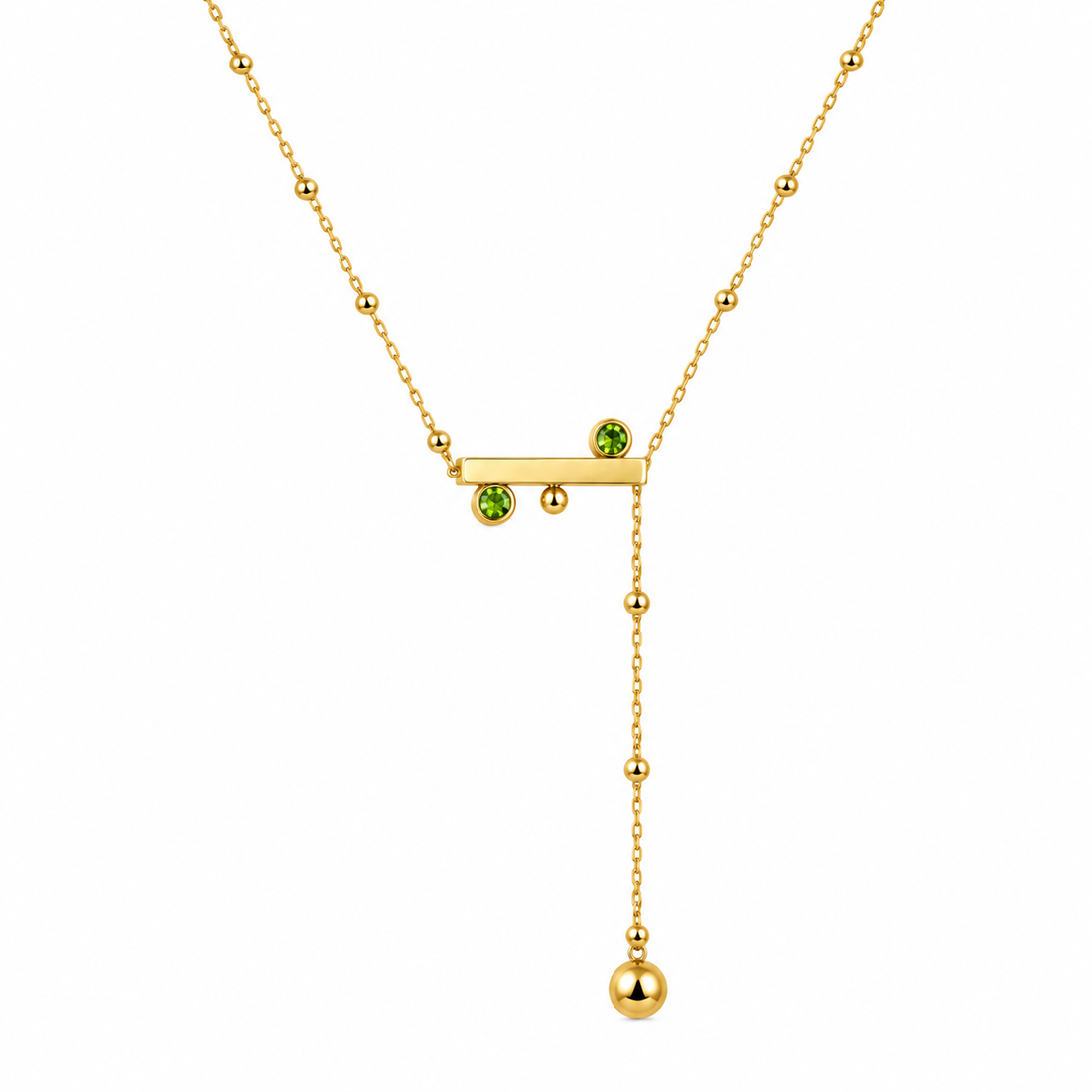 Minimalist Gold and Green Gemstone Necklace