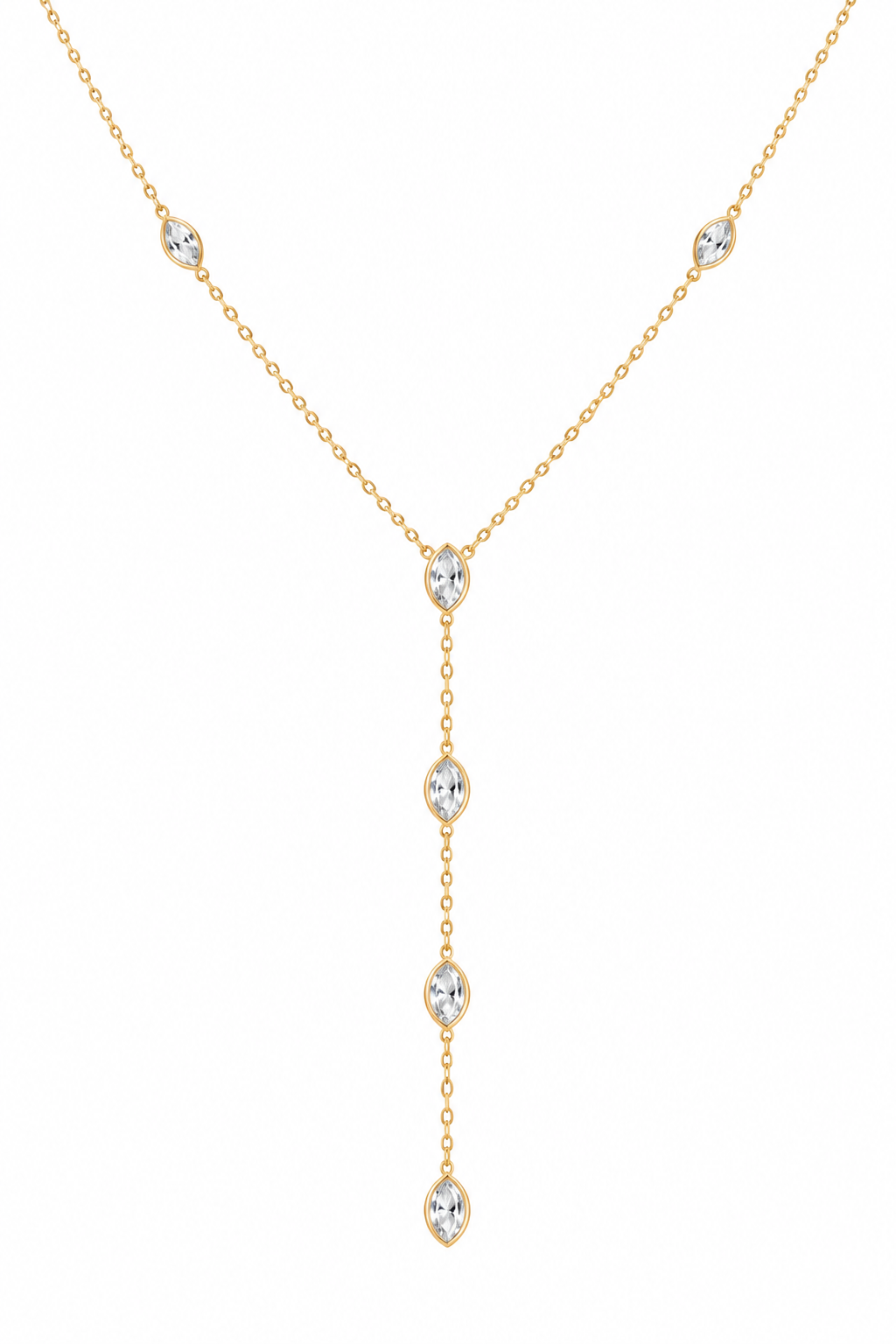 Delicate Gold Marquise Y-Necklace