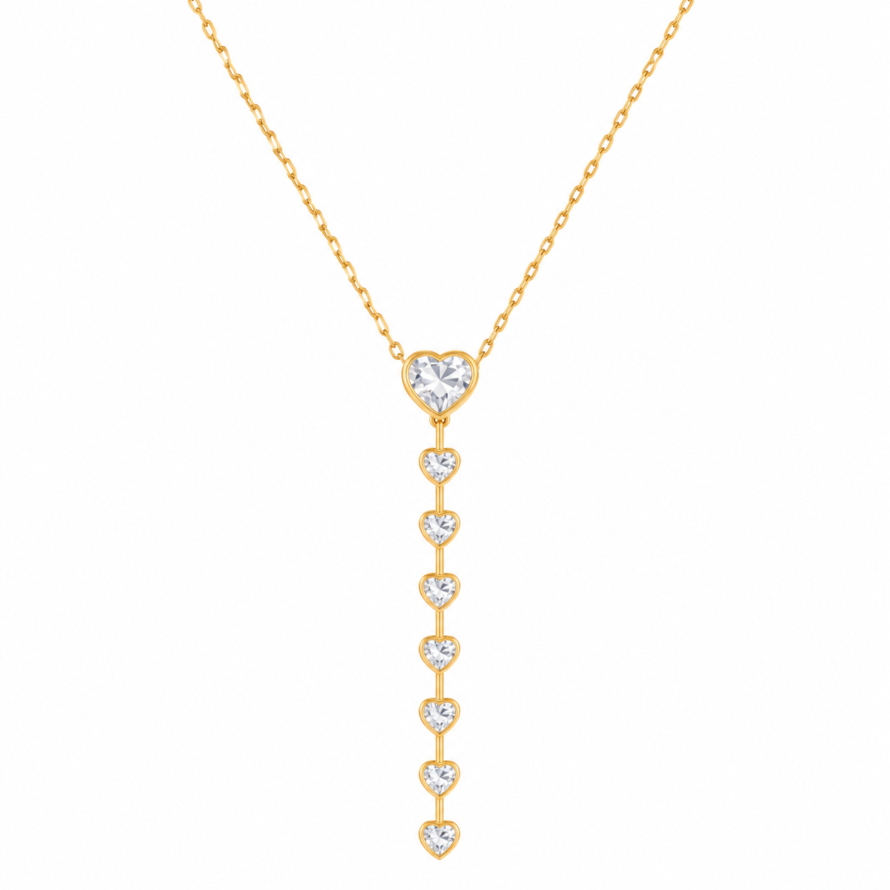 Gold Heart Gemstone Lariat Necklace