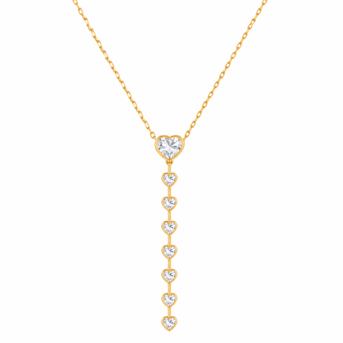 Gold Heart Gemstone Lariat Necklace