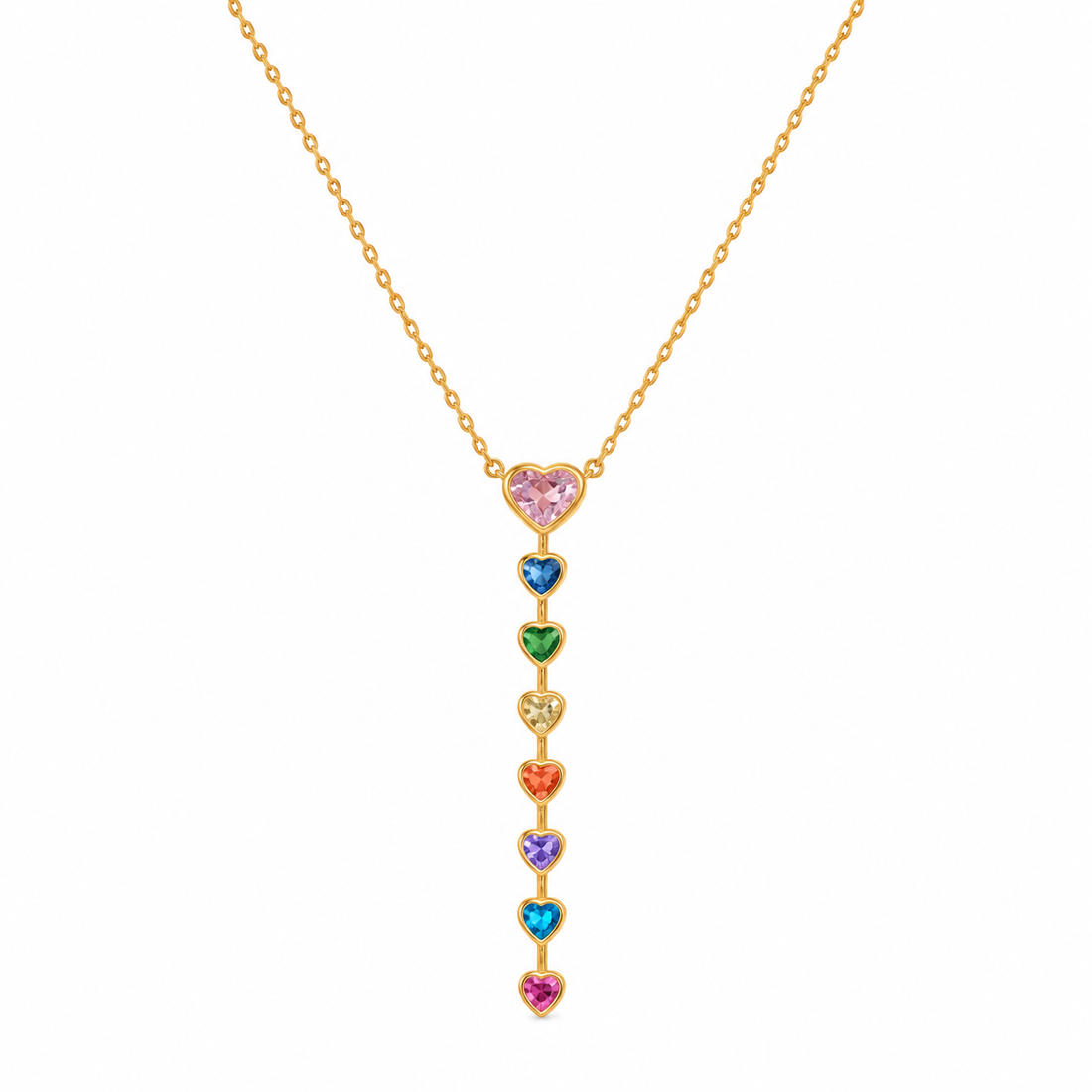 Rainbow Heart Pendant Necklace