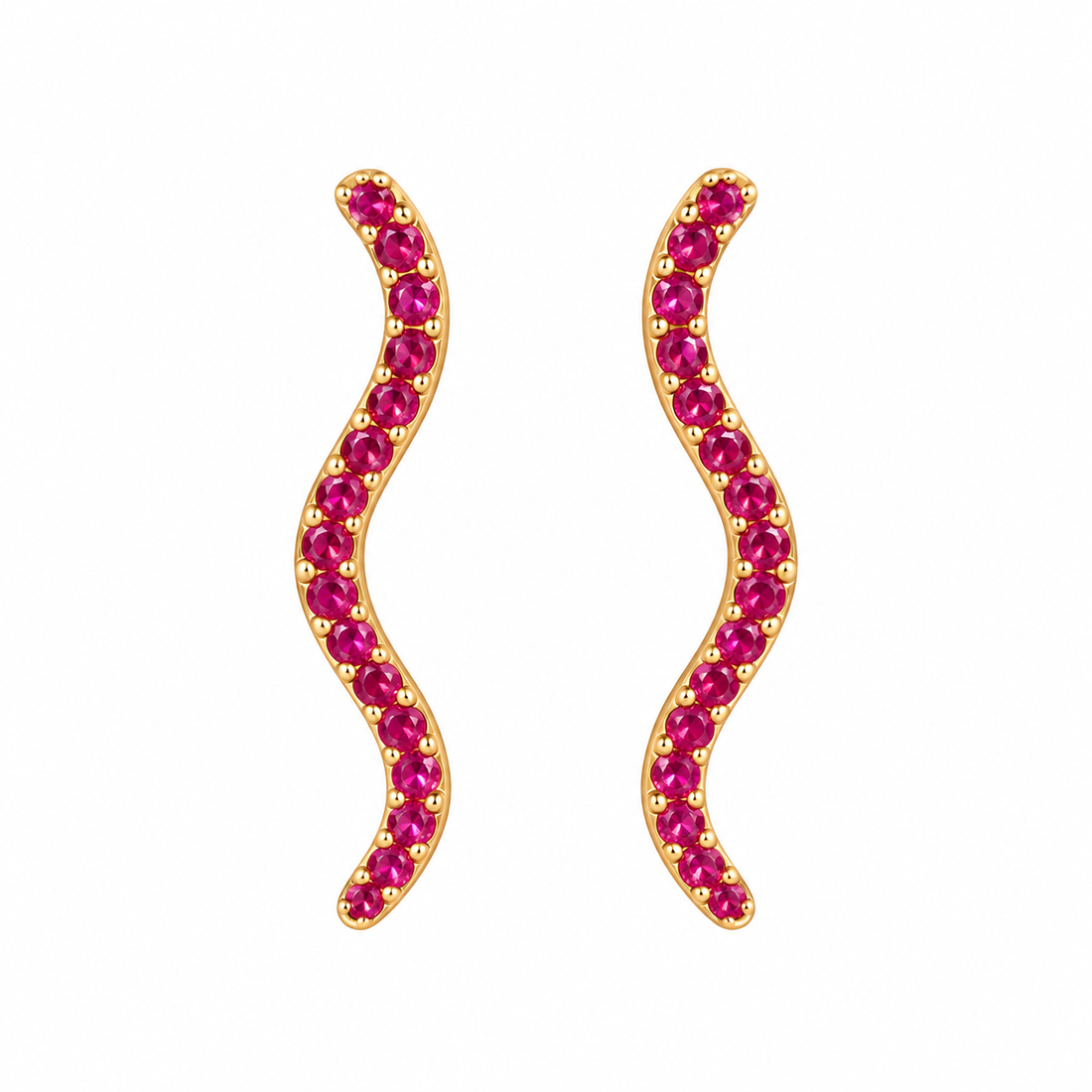 Ruby Wave Curve Stud Earring