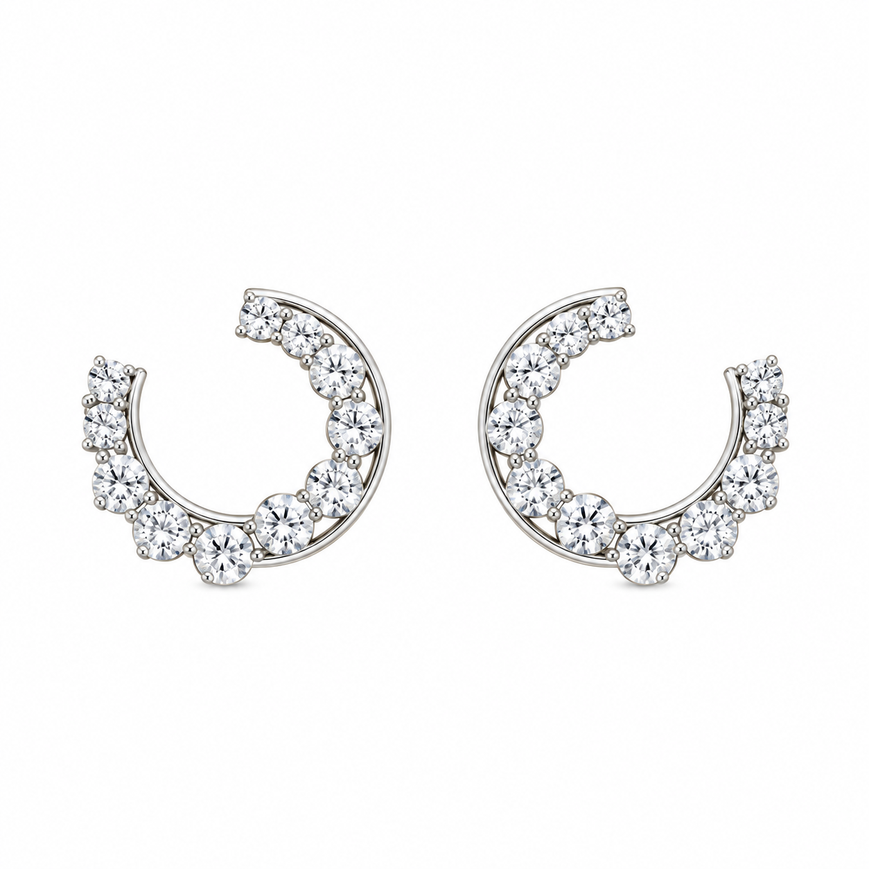 Celestial Crystal Crescent Stud Earring