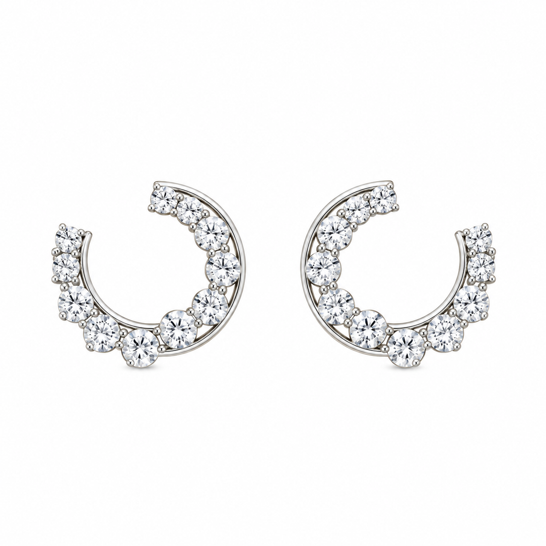 Celestial Crystal Crescent Stud Earring