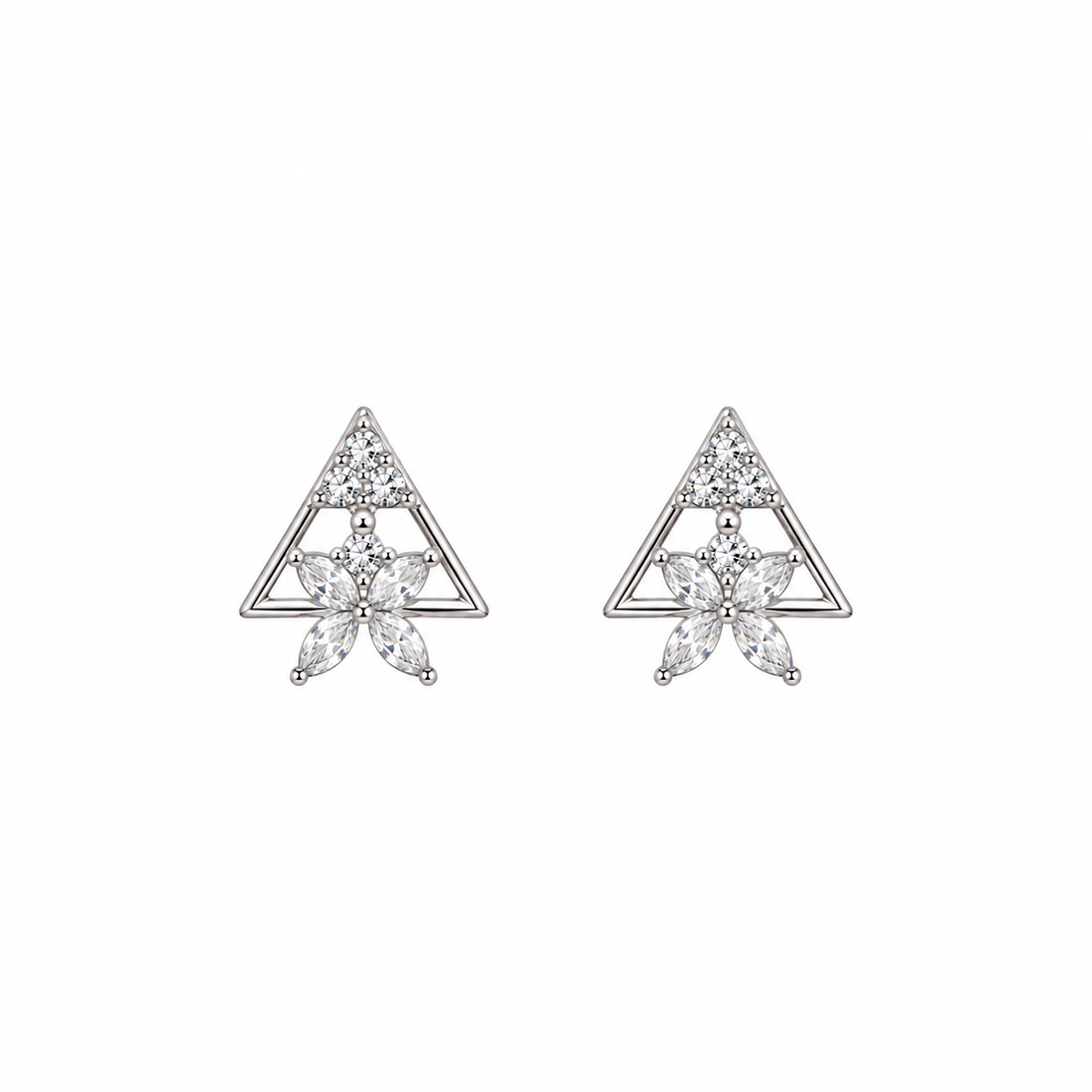Crystal Blossom Triangle Stud Earring