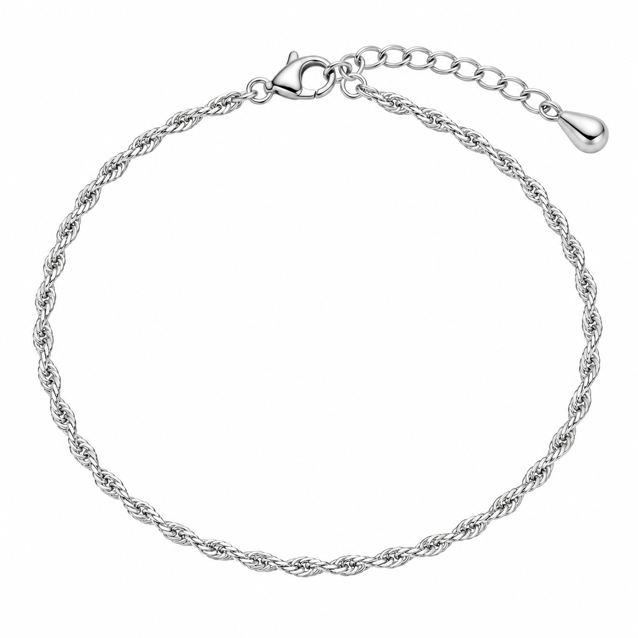 Sleek Silver Rope Chain Anklet