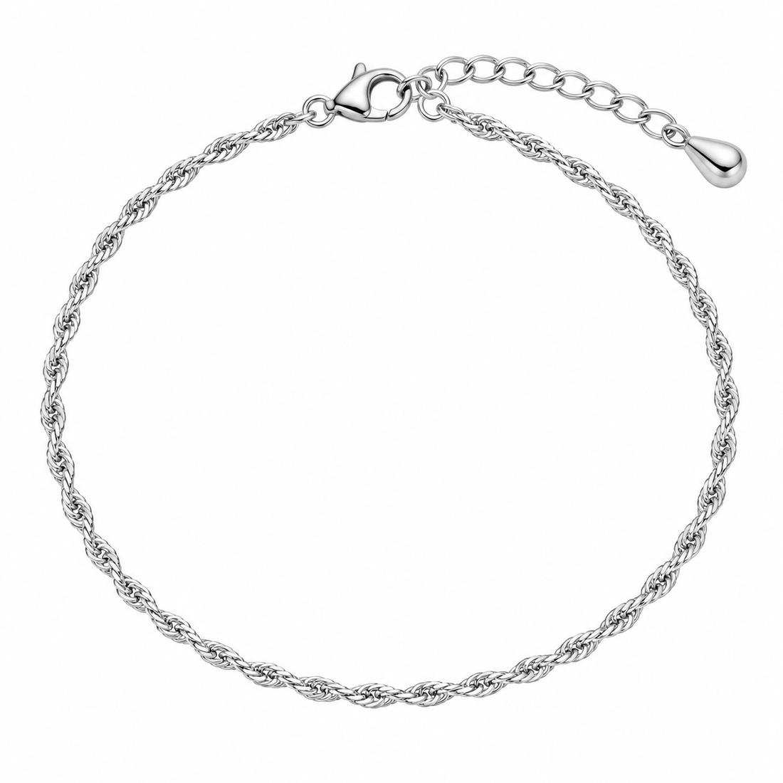 Sleek Silver Rope Chain Anklet
