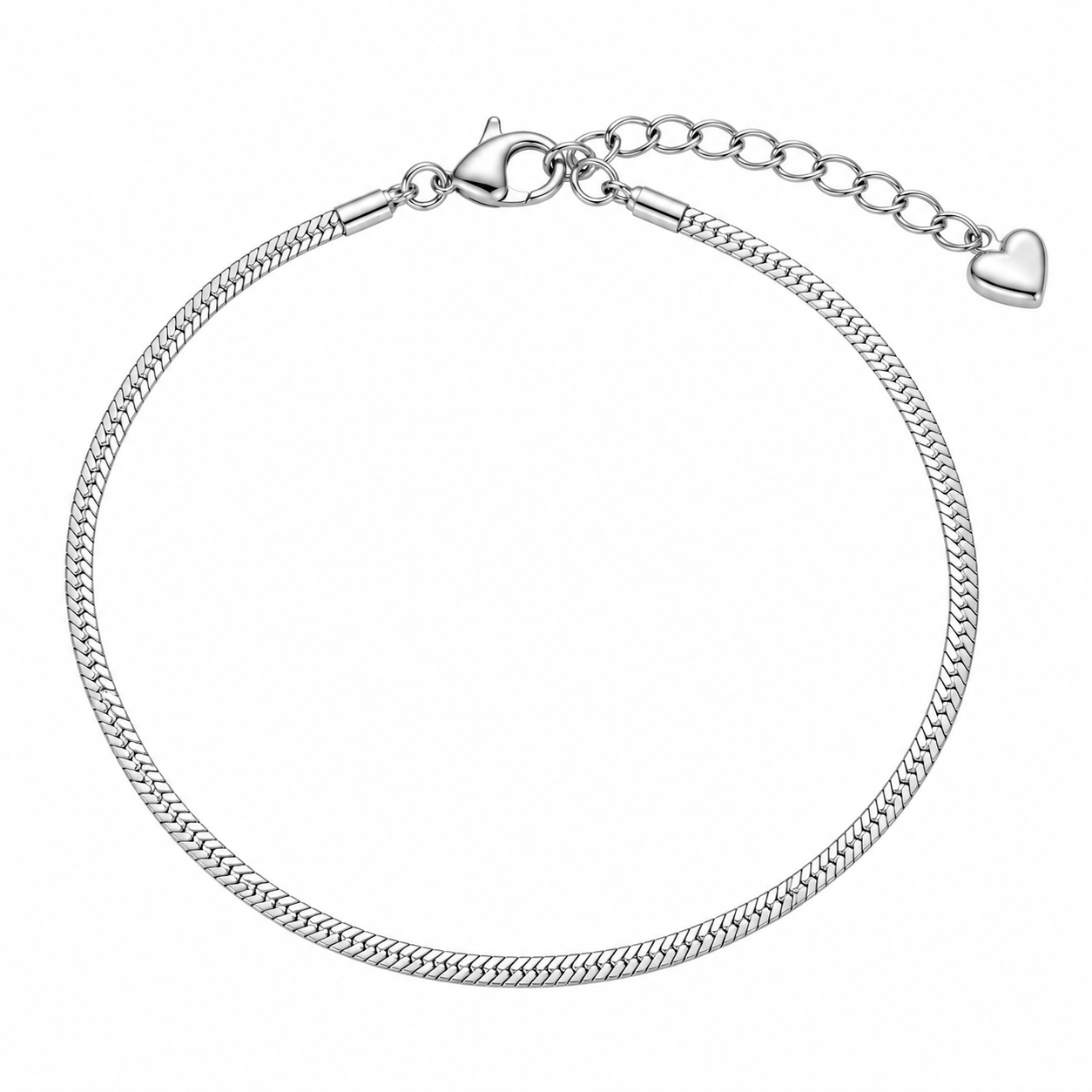 Sleek Silver Snake Chain Anklet