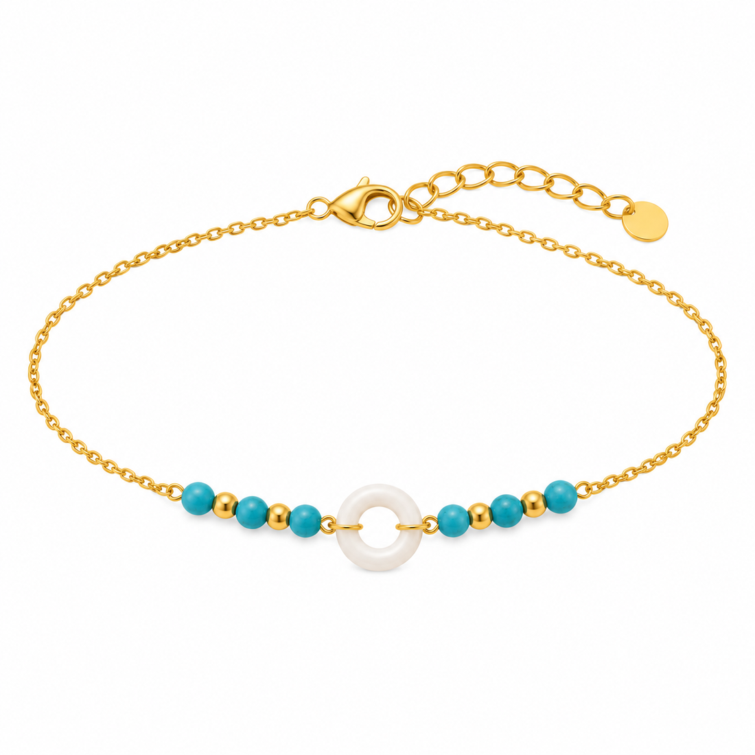 Turquoise & Pearl Halo Anklet