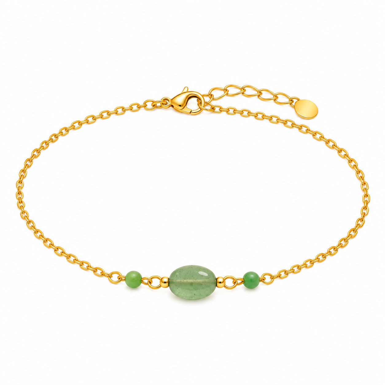 Jade Green Bead Minimal Anklet