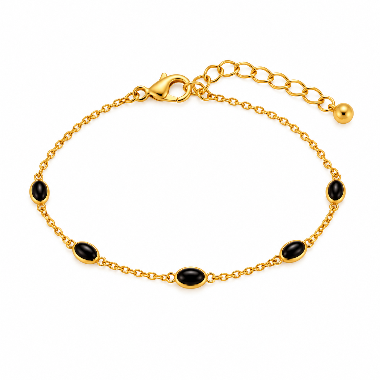 Black Onyx Oval Gold Bracelet