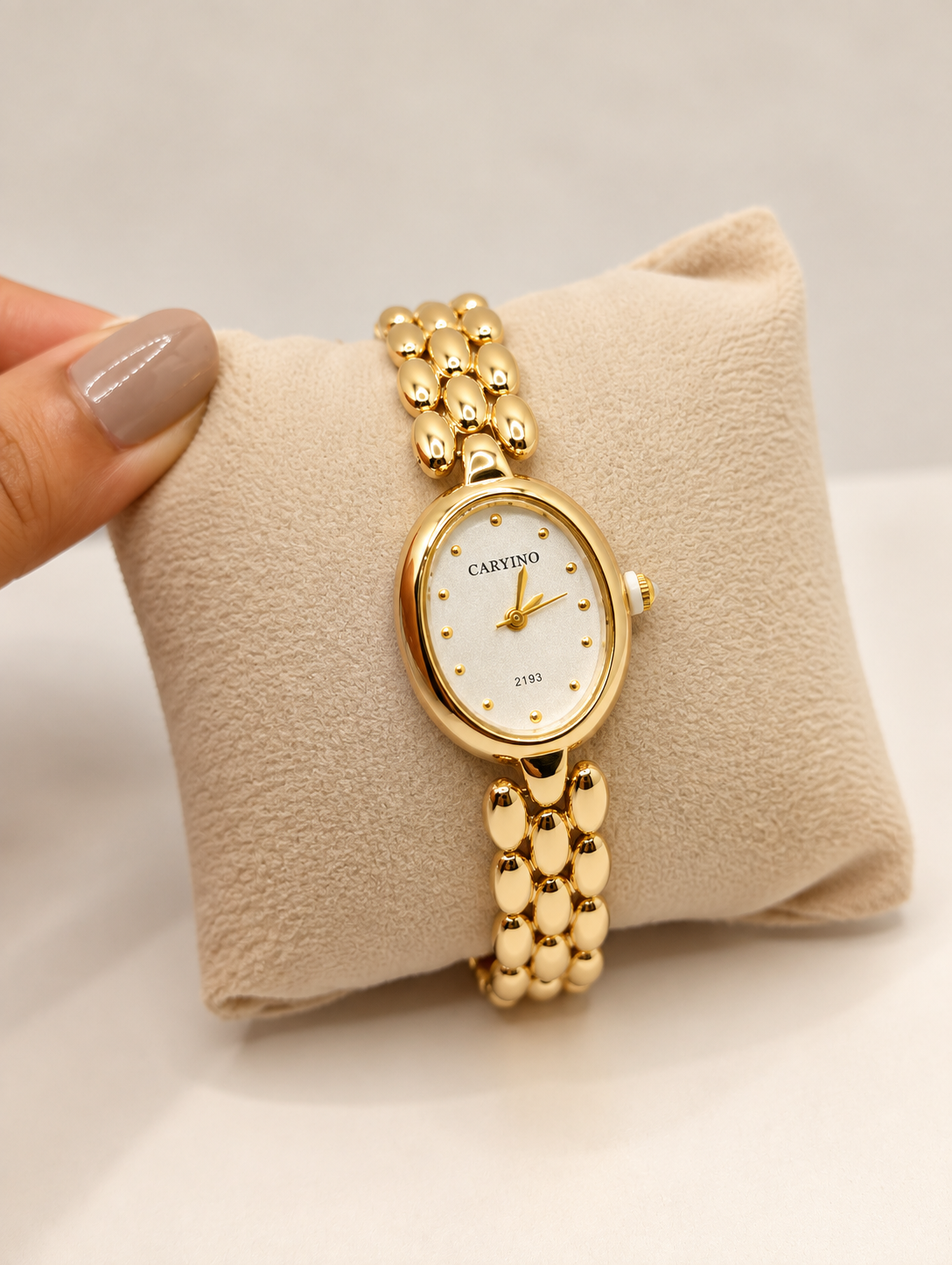 Golden Multi-Link Oval Dial Bracelet Watch