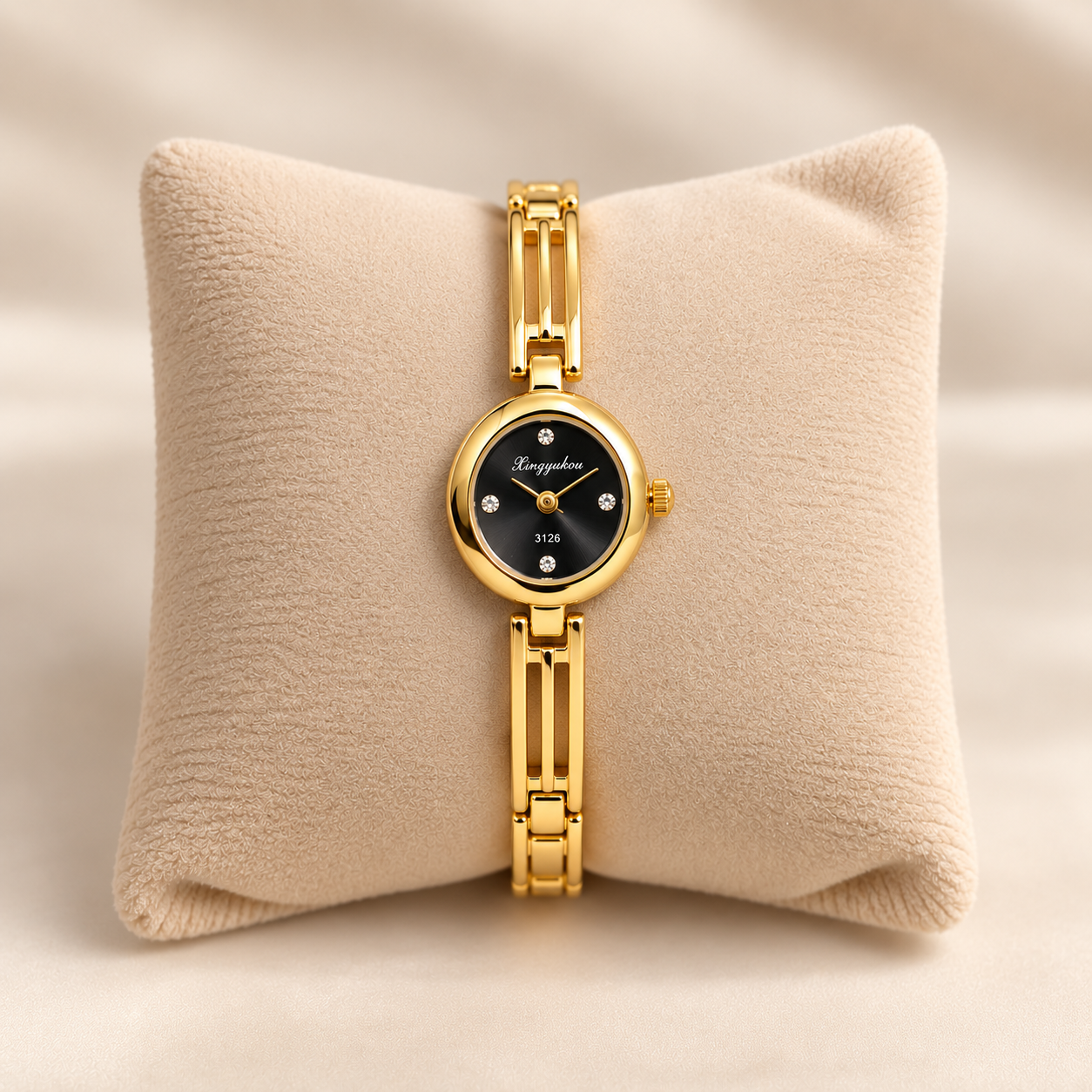 Black Dial Gold Bracelet Watch