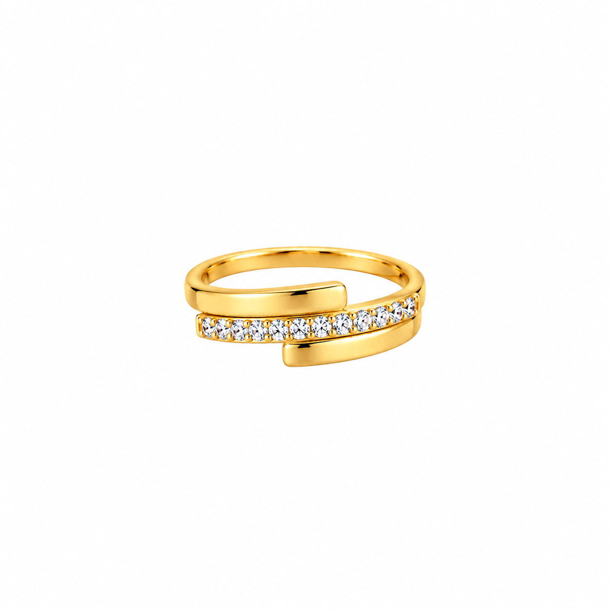 Crystal Bar Wrap Gold Ring