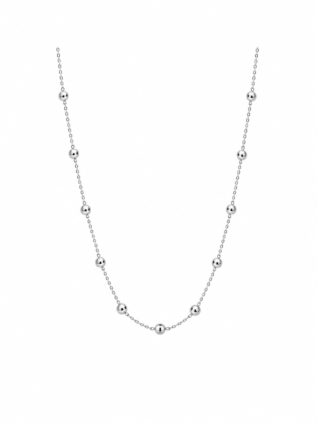 Symmetrical Silver Bead Chain Necklace