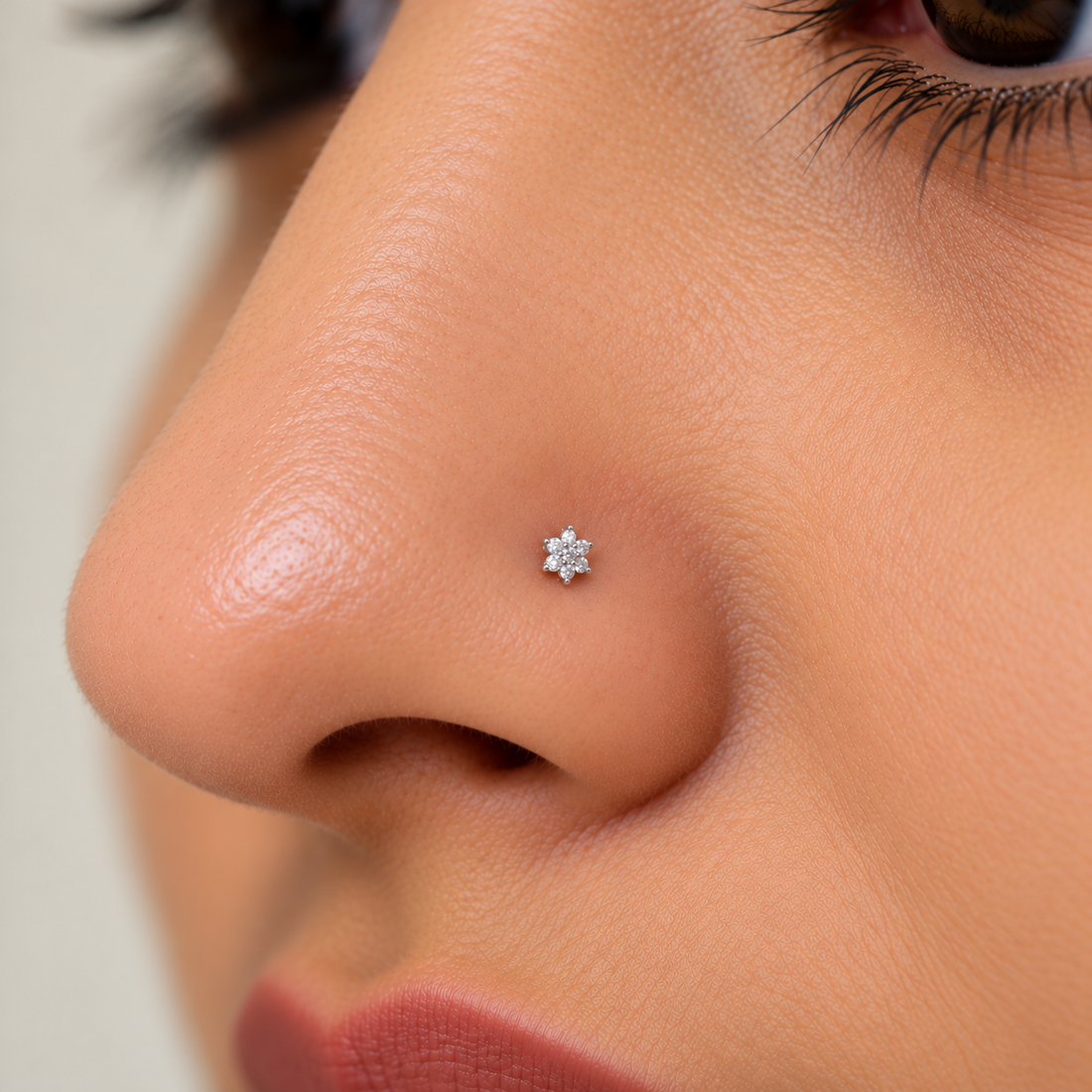 Delicate Diamond Flower Nose Pin