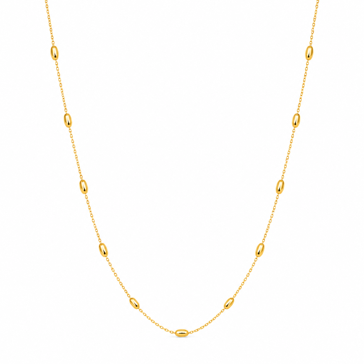 Gold Oval Beaded Necklace
