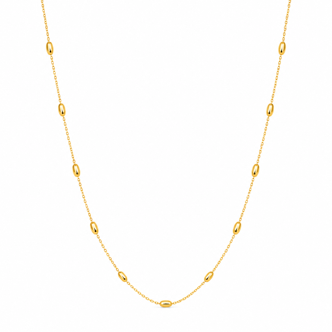 Gold Oval Beaded Necklace