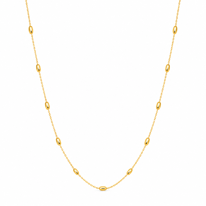 Gold Oval Beaded Necklace