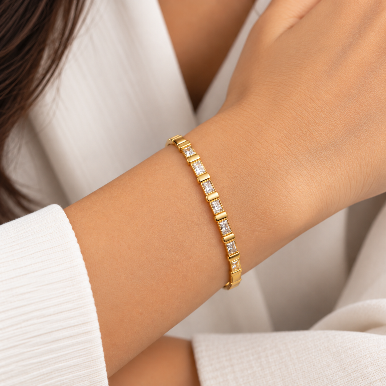 Square-Stone  Bangle Bracelet